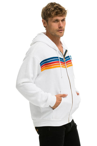 5 STRIPE RELAXED ZIP HOODIE - WHITE 2 Hoodie Aviator Nation 
