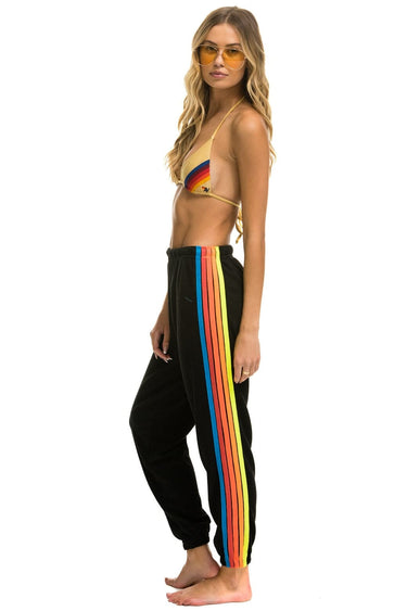 STRIPE SWEATPANTS BLACK // NEON RAINBOW STRIPES – Aviator Nation