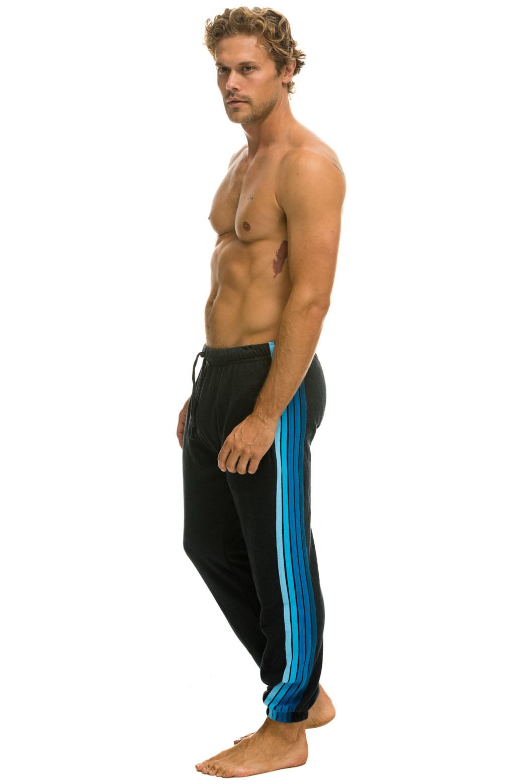 5 STRIPE SWEATPANTS - CHARCOAL // BLUE Mens Sweatpants Aviator Nation 