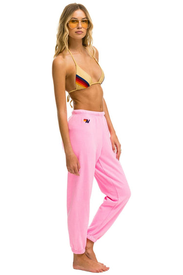 5 STRIPE SWEATPANTS - NEON PINK // NEON RAINBOW Women's Sweatpants Aviator Nation 