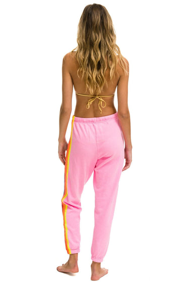 5 STRIPE SWEATPANTS - NEON PINK // NEON RAINBOW Women's Sweatpants Aviator Nation 
