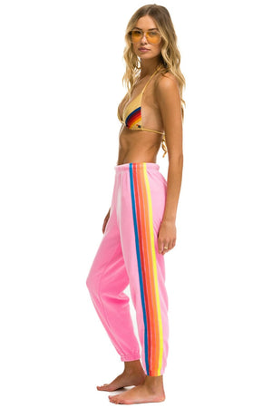 5 STRIPE SWEATPANTS - NEON PINK // NEON RAINBOW