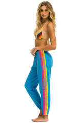 5 STRIPE SWEATPANTS - OCEAN // NEON PINK // YELLOW Women's Sweatpants Aviator Nation 