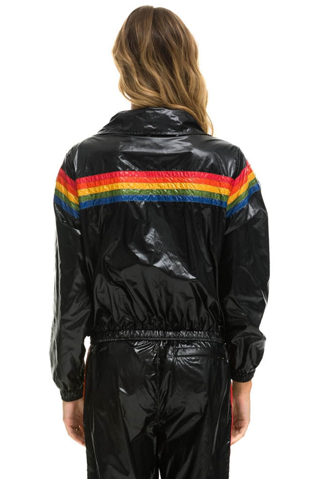 5 STRIPE WINDBREAKER - BLACK GLOSSY Women's Outerwear Aviator Nation 