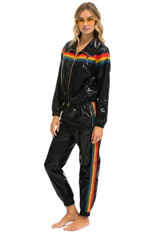 5 STRIPE WINDBREAKER - BLACK GLOSSY Women's Outerwear Aviator Nation 
