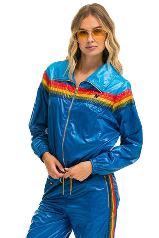 5 STRIPE WINDBREAKER - DRESDEN // SNORKEL BLUE GLOSSY Women's Outerwear Aviator Nation 