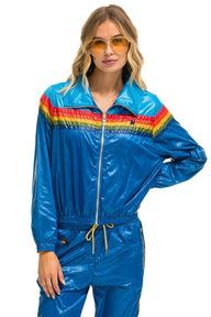 5 STRIPE WINDBREAKER - DRESDEN // SNORKEL BLUE GLOSSY Women's Outerwear Aviator Nation 