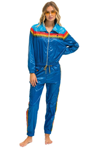 5 STRIPE WINDBREAKER - DRESDEN // SNORKEL BLUE GLOSSY Women's Outerwear Aviator Nation 