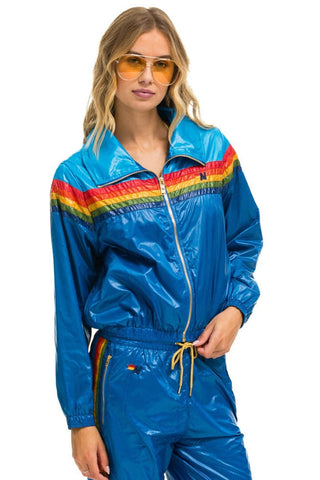 5 STRIPE WINDBREAKER - DRESDEN // SNORKEL BLUE GLOSSY Women's Outerwear Aviator Nation 