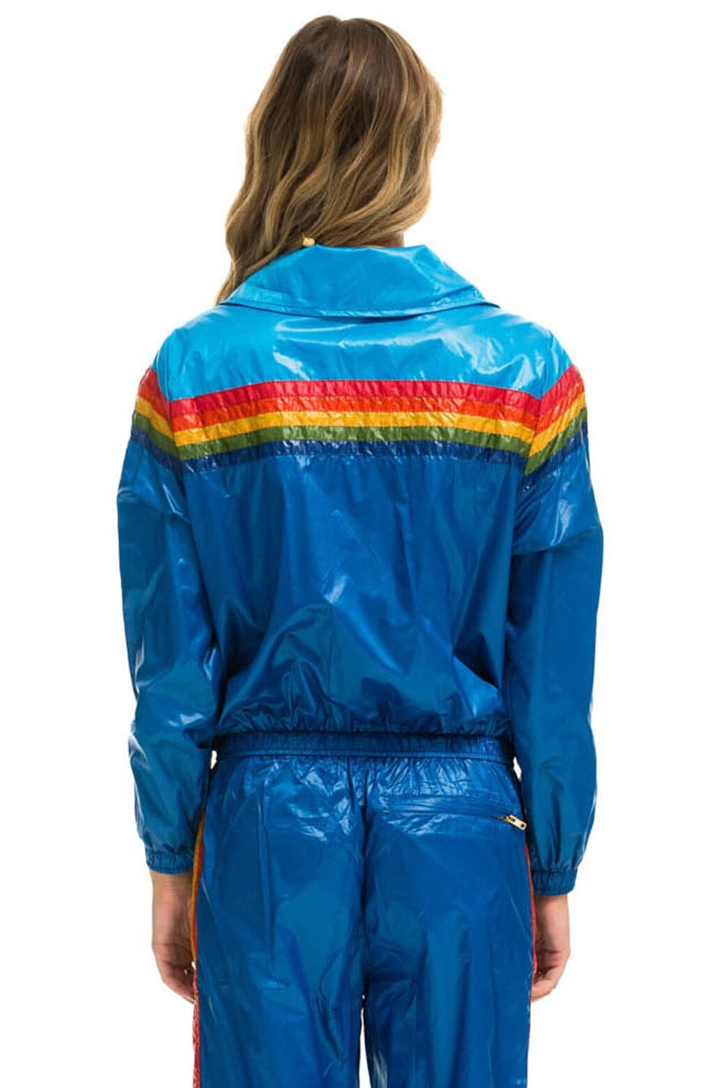 5 STRIPE WINDBREAKER - DRESDEN // SNORKEL BLUE GLOSSY Women's Outerwear Aviator Nation 