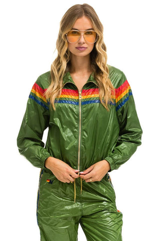 5 STRIPE - WINDBREAKER GARDEN GREEN GLOSSY Women's Outerwear Aviator Nation 