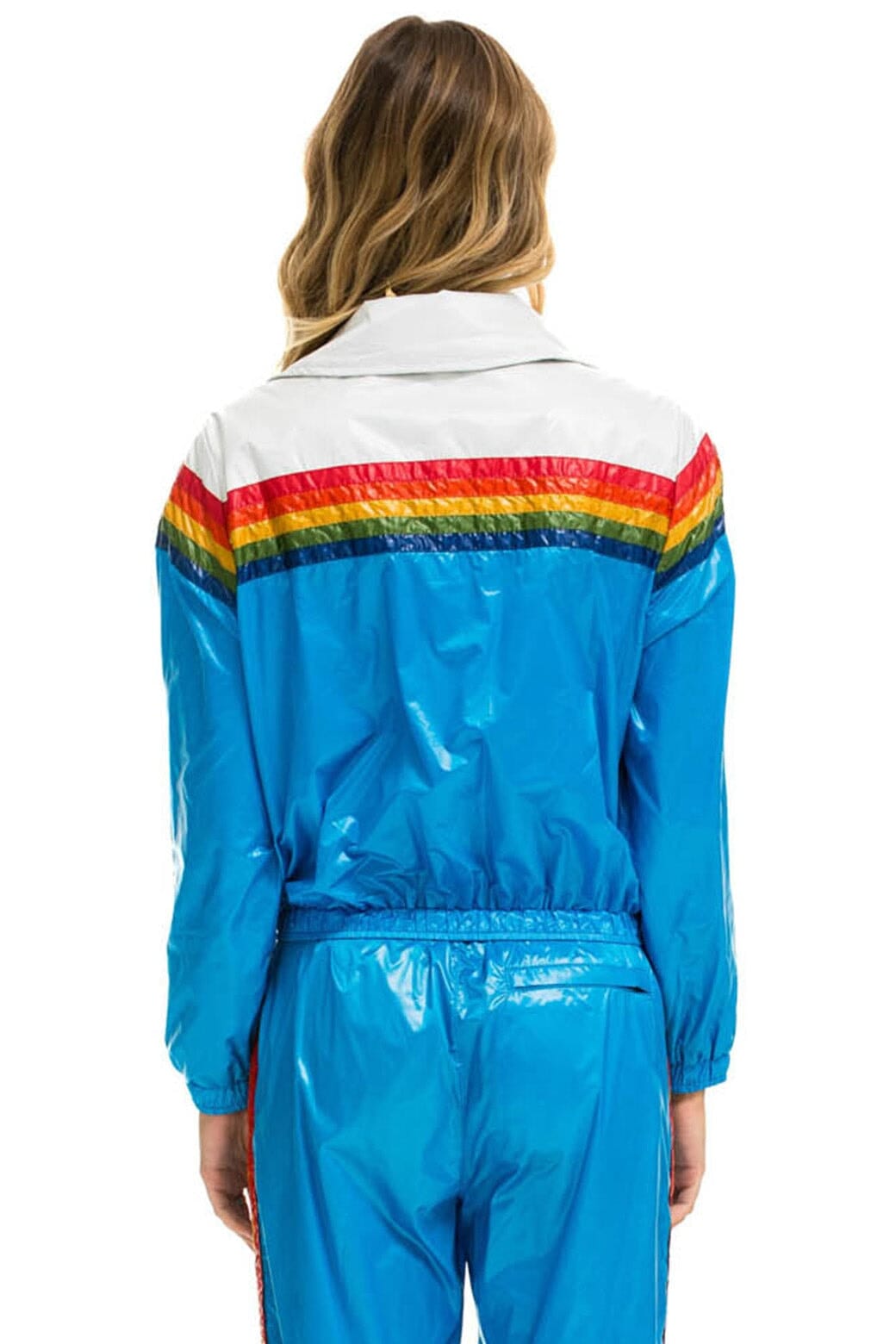 5 STRIPE WINDBREAKER - VINTAGE WHITE // DRESDEN GLOSSY Women's Outerwear Aviator Nation 