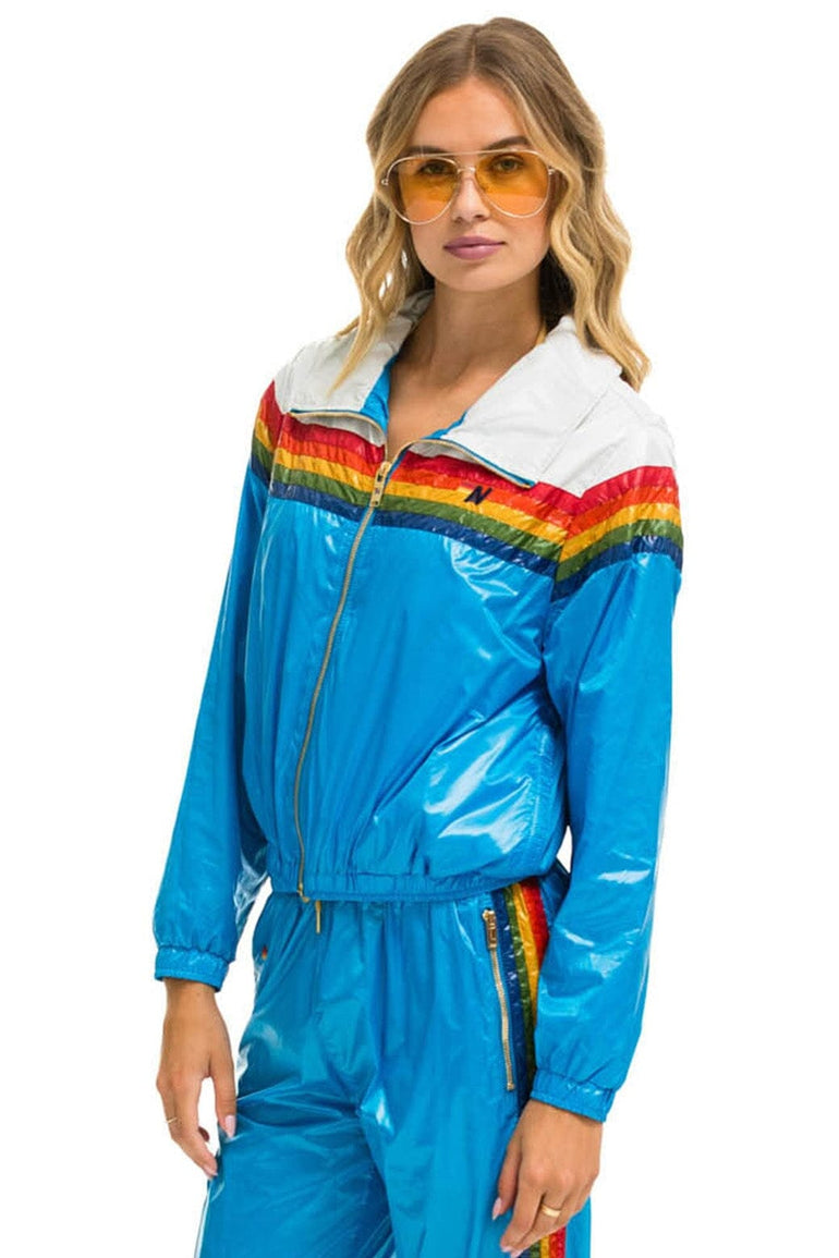 5 STRIPE WINDBREAKER - VINTAGE WHITE // DRESDEN GLOSSY Women's Outerwear Aviator Nation