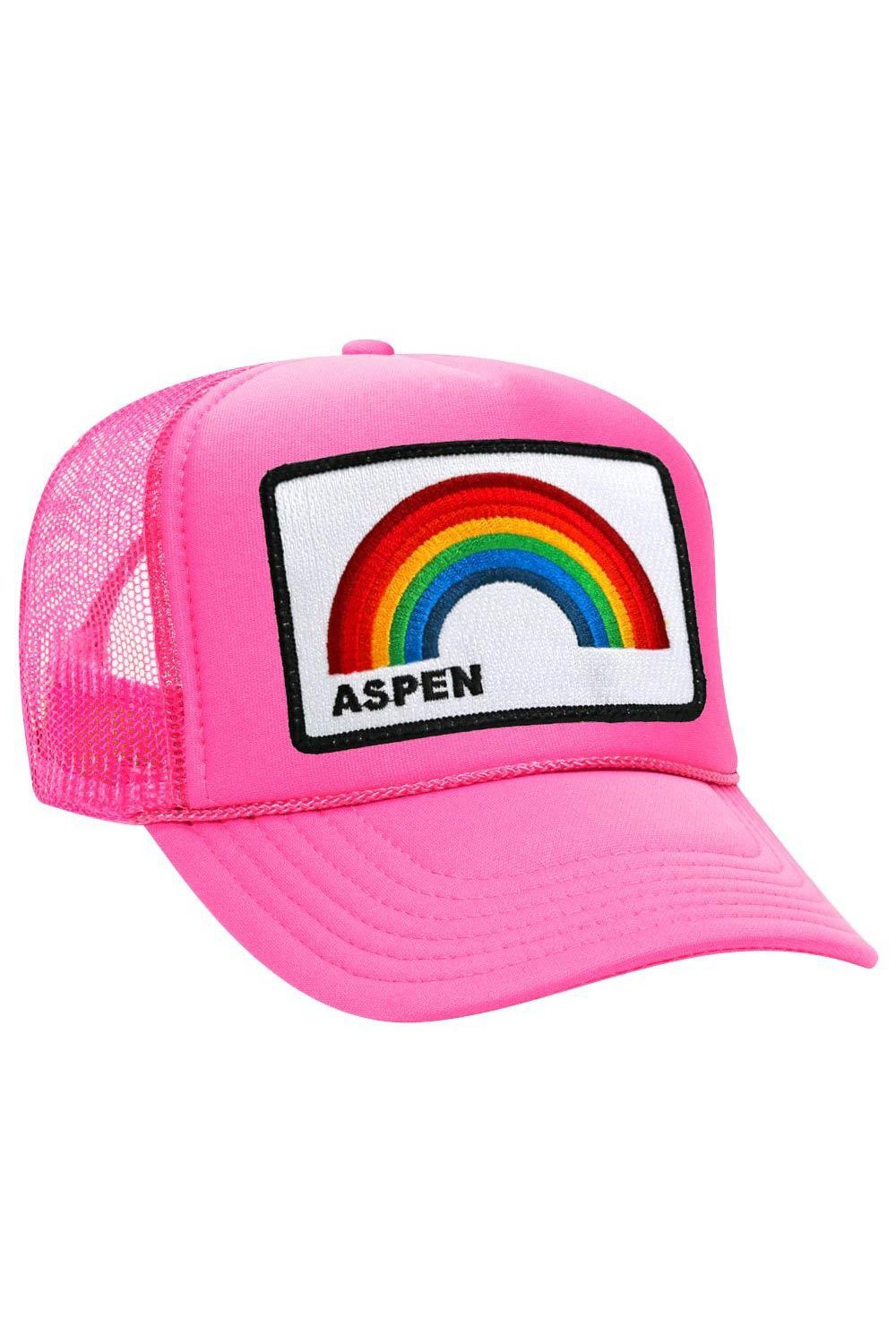 ASPEN RAINBOW TRUCKER HAT HATS Aviator Nation OS NEON PINK 