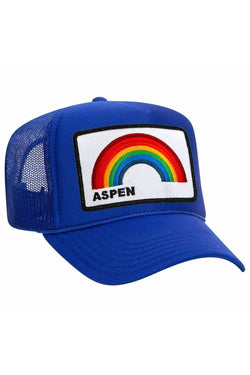ASPEN RAINBOW TRUCKER HAT HATS Aviator Nation OS ROYAL