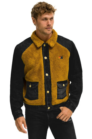 ASPEN SHERPA UNISEX DENIM JACKET - BLACK HONEY Denim Jacket Aviator Nation 