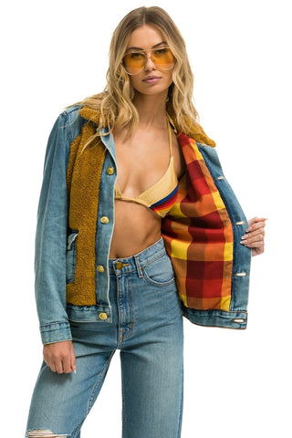ASPEN SHERPA UNISEX DENIM JACKET - MEDIUM VINTAGE Denim Jacket Aviator Nation 