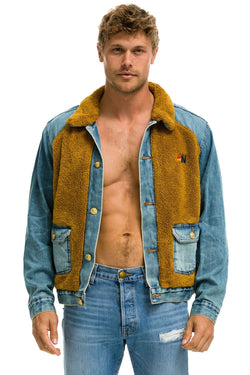 ASPEN SHERPA UNISEX DENIM JACKET - MEDIUM VINTAGE Denim Jacket Aviator Nation 