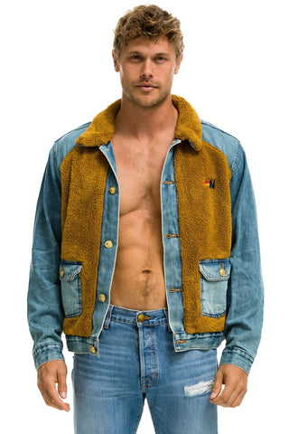 ASPEN SHERPA UNISEX DENIM JACKET - MEDIUM VINTAGE Denim Jacket Aviator Nation 