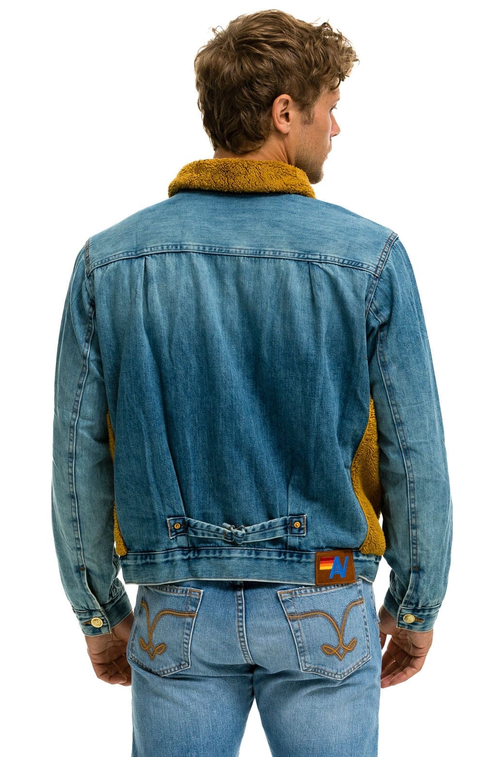 ASPEN SHERPA UNISEX DENIM JACKET - MEDIUM VINTAGE Denim Jacket Aviator Nation 