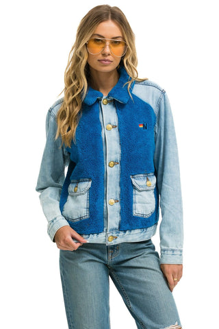 ASPEN SHERPA UNISEX DENIM JACKET - SUPER LIGHT BLUE Denim Jacket Aviator Nation 