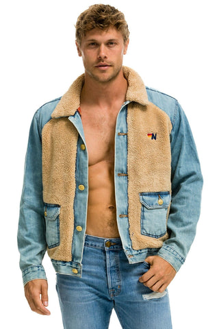 ASPEN SHERPA UNISEX DENIM JACKET - VINTAGE WHEAT Denim Jacket Aviator Nation 