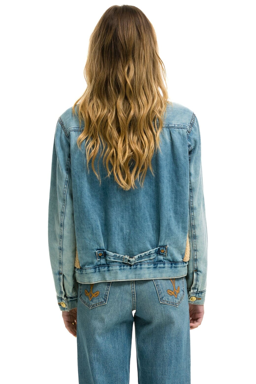 ASPEN SHERPA UNISEX DENIM JACKET - VINTAGE WHEAT Denim Jacket Aviator Nation 