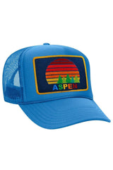 ASPEN SUNSET TRUCKER HAT HATS Aviator Nation OS LIGHT BLUE 