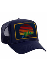 ASPEN SUNSET TRUCKER HAT HATS Aviator Nation OS NAVY 