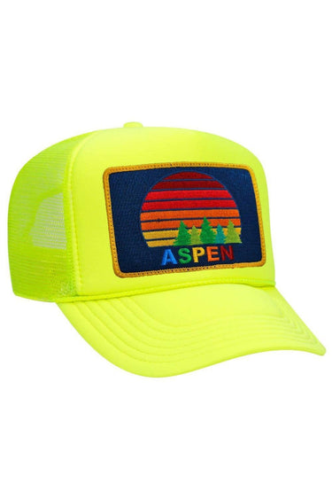 ASPEN SUNSET TRUCKER HAT HATS Aviator Nation OS NEON YELLOW 