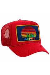 ASPEN SUNSET TRUCKER HAT HATS Aviator Nation OS RED 