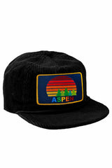 ASPEN SUNSET VINTAGE CORDUROY TRUCKER HAT Aviator Nation BLACK 