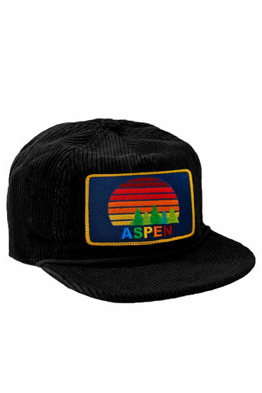 ASPEN SUNSET VINTAGE CORDUROY TRUCKER HAT Aviator Nation BLACK 