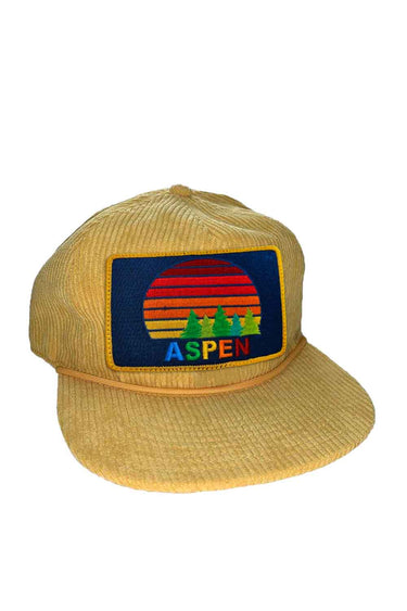 ASPEN SUNSET VINTAGE CORDUROY TRUCKER HAT Aviator Nation GOLD 