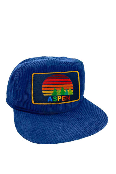 ASPEN SUNSET VINTAGE CORDUROY TRUCKER HAT Aviator Nation ROYAL 