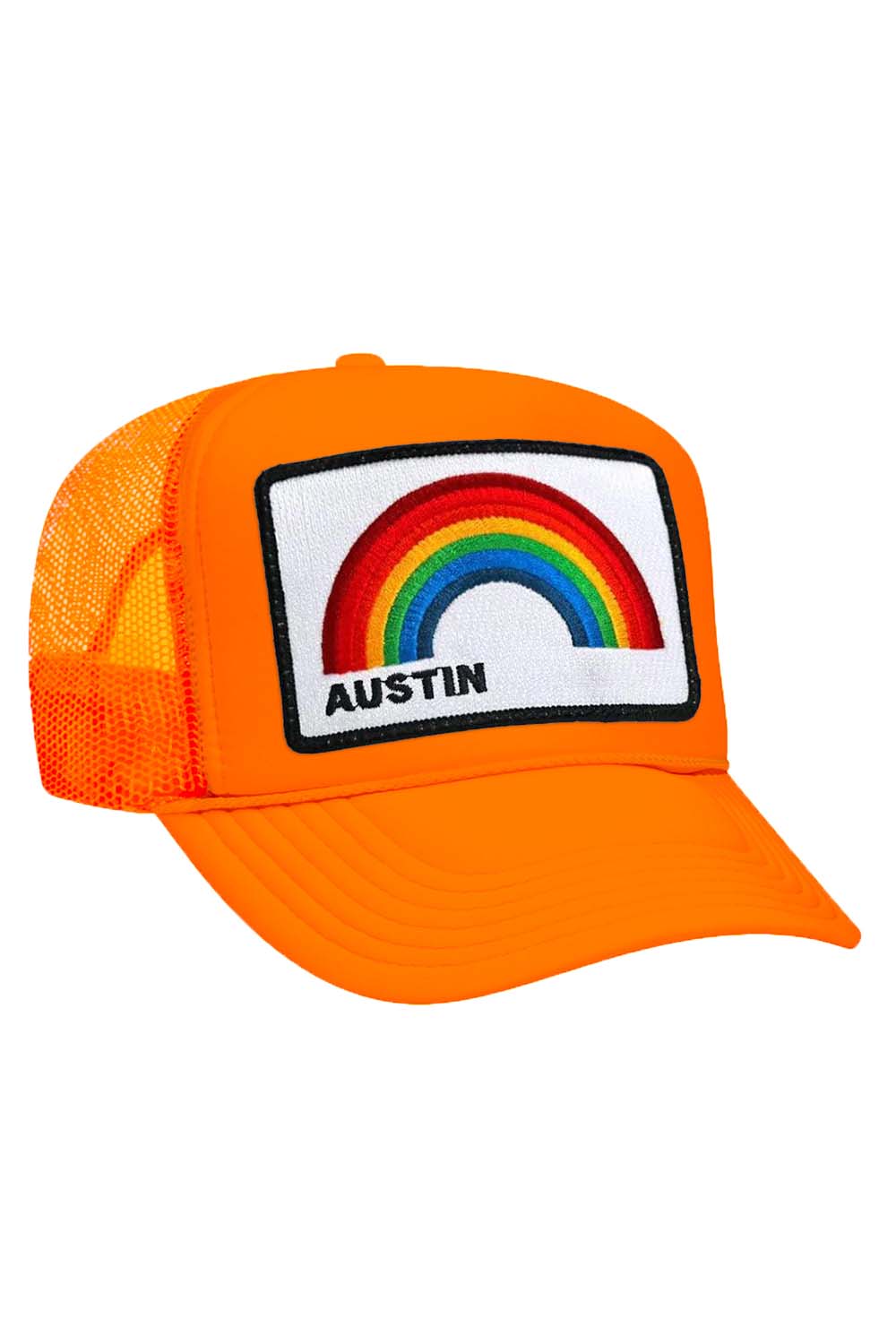 AUSTIN RAINBOW TRUCKER HAT HATS Aviator Nation OS NEON ORAGE 