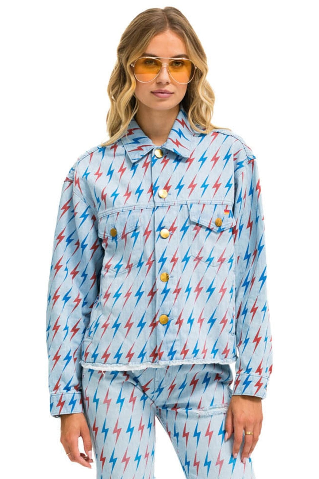 AVIATOR BOLT OVERSIZED CUTOFF DENIM JACKET - SUPER LIGHT Denim Jacket Aviator Nation 