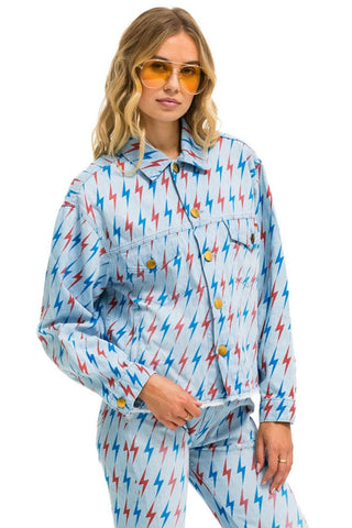 AVIATOR BOLT OVERSIZED CUTOFF DENIM JACKET - SUPER LIGHT Denim Jacket Aviator Nation 