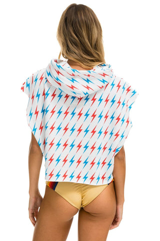 AVIATOR BOLT SLEEVELESS RELAXED CROPPED PULLOVER HOODIE - WHITE // USA Hoodie Aviator Nation 