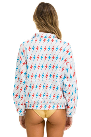 AVIATOR BOLT W/ BOLT EMBROIDERY FLEECE HALF ZIP SWEATSHIRT - WHITE // USA SALE Aviator Nation 