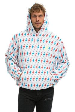 AVIATOR BOLT W/ BOLT EMBROIDERY RELAXED PULLOVER HOODIE - WHITE // USA Hoodie Aviator Nation 