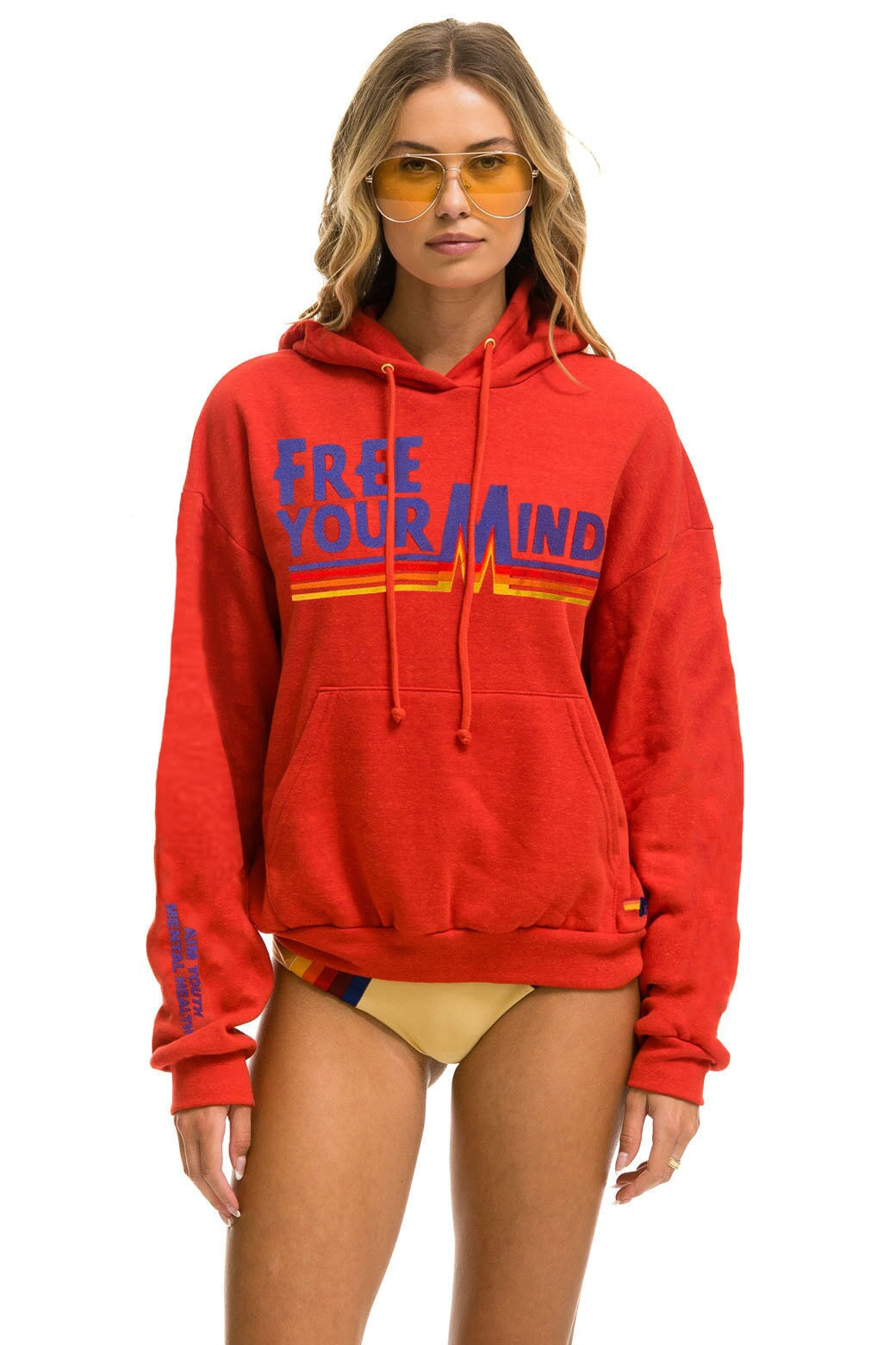 AVIATOR NATION + AIM YOUTH MENTAL HEALTH RELAXED PULLOVER HOODIE - RED Hoodie Aviator Nation 