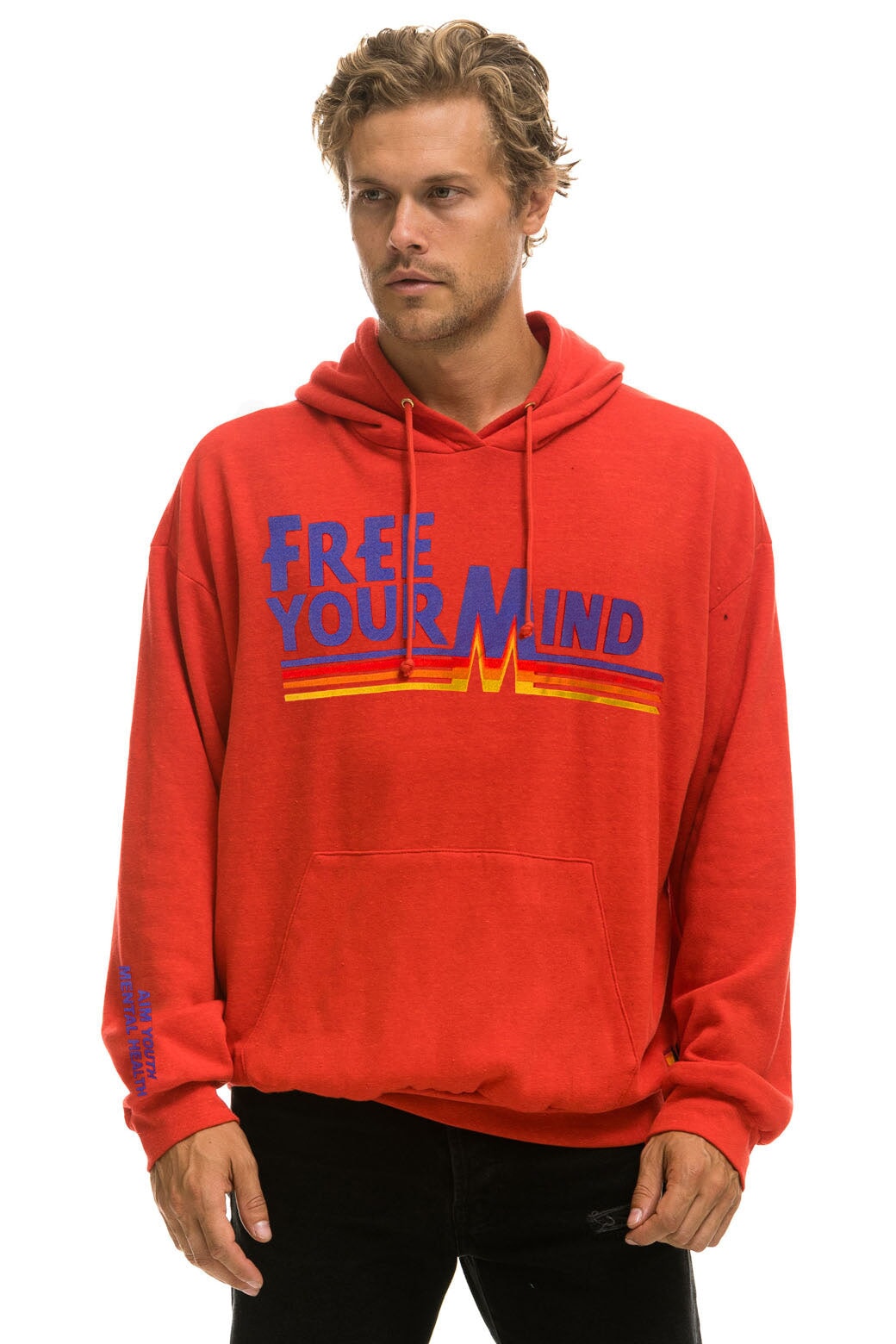 AVIATOR NATION + AIM YOUTH MENTAL HEALTH RELAXED PULLOVER HOODIE - RED Hoodie Aviator Nation 