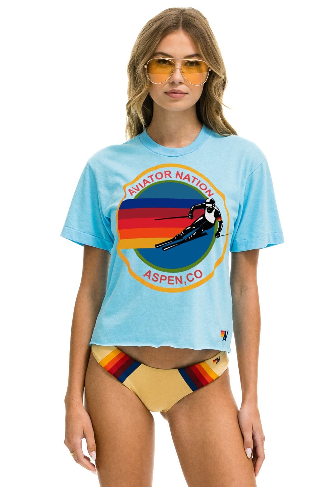 AVIATOR NATION ASPEN BOYFRIEND TEE - SKY Boyfriend Tee Aviator Nation 