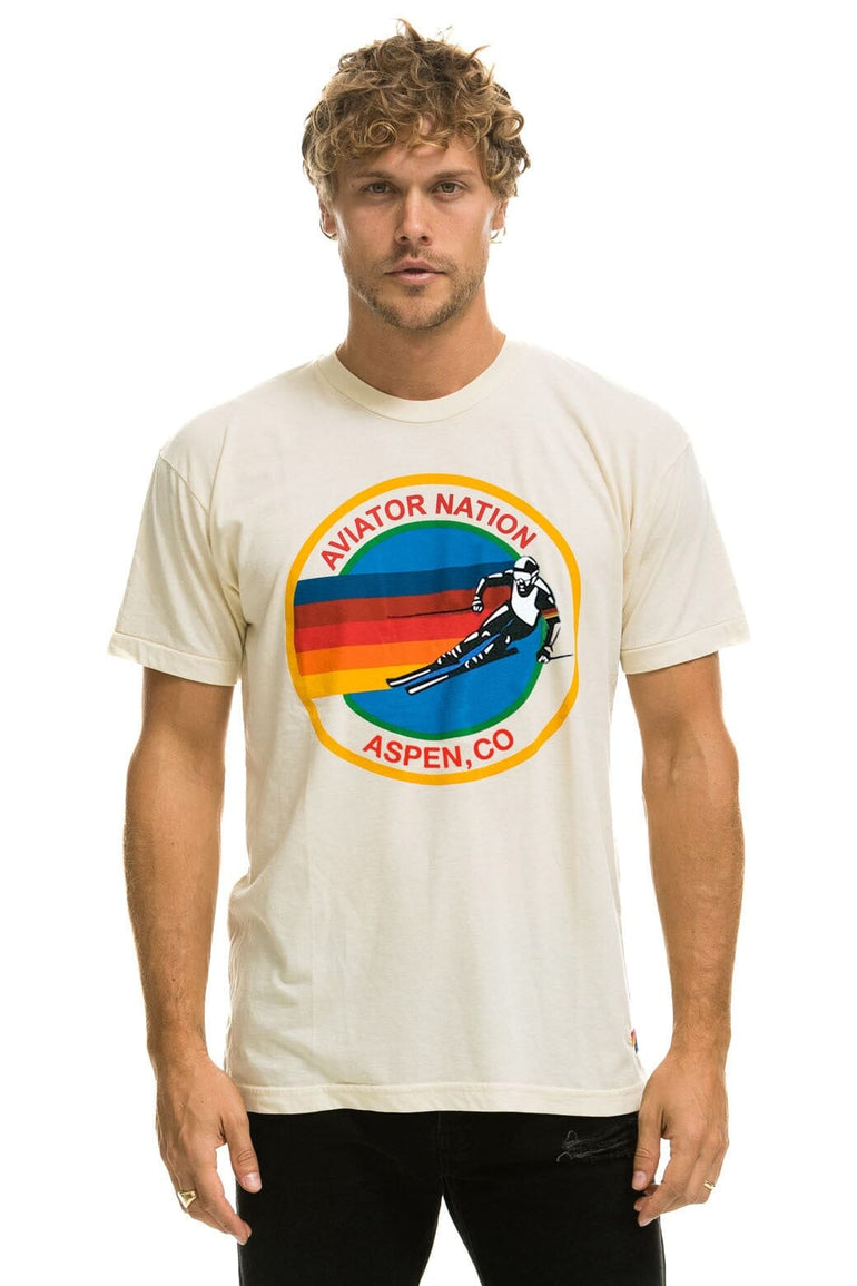 AVIATOR NATION ASPEN CREW TEE SHIRT - VINTAGE WHITE Tees Aviator Nation 