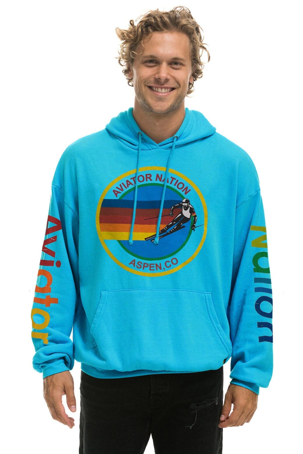 AVIATOR NATION ASPEN RELAXED PULLOVER HOODIE - NEON BLUE Hoodie Aviator Nation 