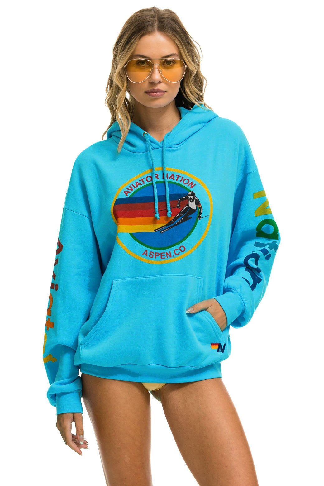 AVIATOR NATION ASPEN RELAXED PULLOVER HOODIE - NEON BLUE Hoodie Aviator Nation 