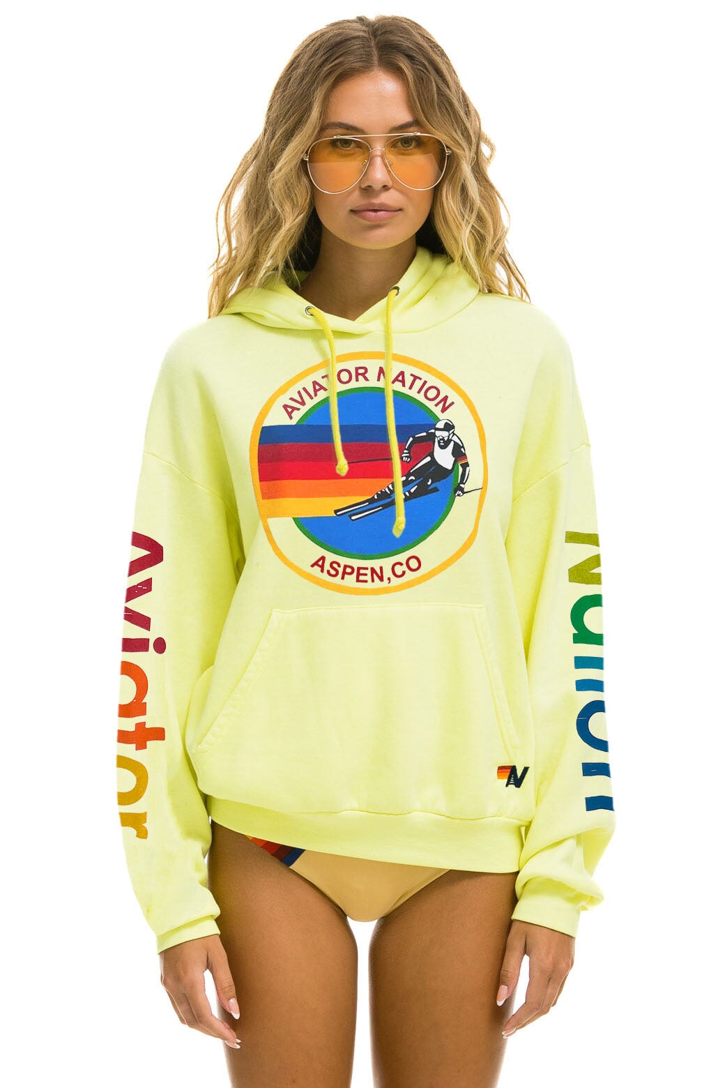 AVIATOR NATION ASPEN RELAXED PULLOVER HOODIE - NEON YELLOW Hoodie Aviator Nation 