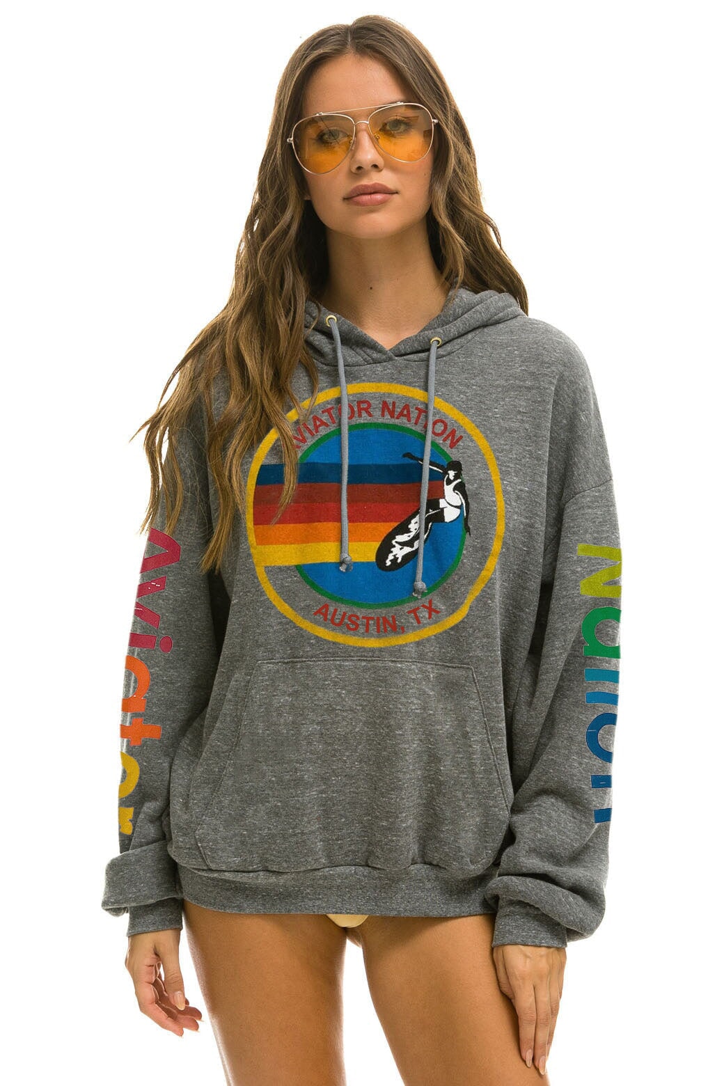 AVIATOR NATION AUSTIN RELAXED PULLOVER HOODIE - HEATHER GREY Hoodie Aviator Nation 