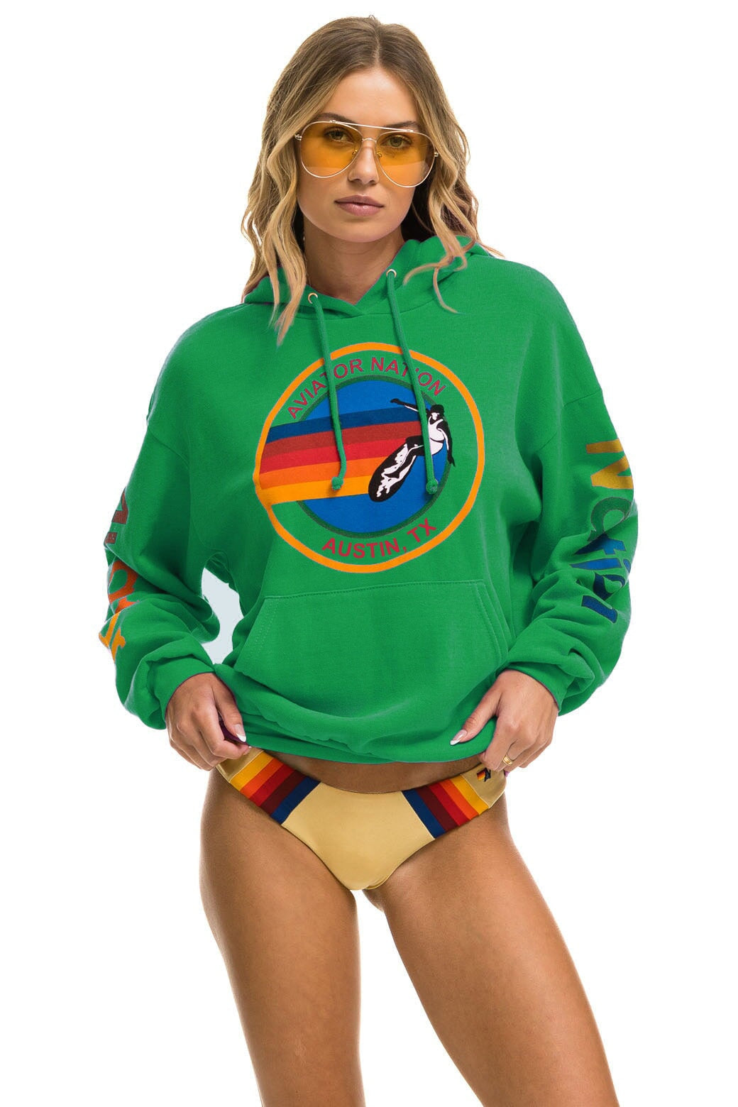 AVIATOR NATION AUSTIN RELAXED PULLOVER HOODIE - KELLY GREEN Hoodie Aviator Nation 